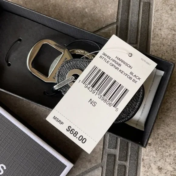 Men`s Harrison Signature Logo Black Bottle Opener Key Fob Black - Picture 11 of 12